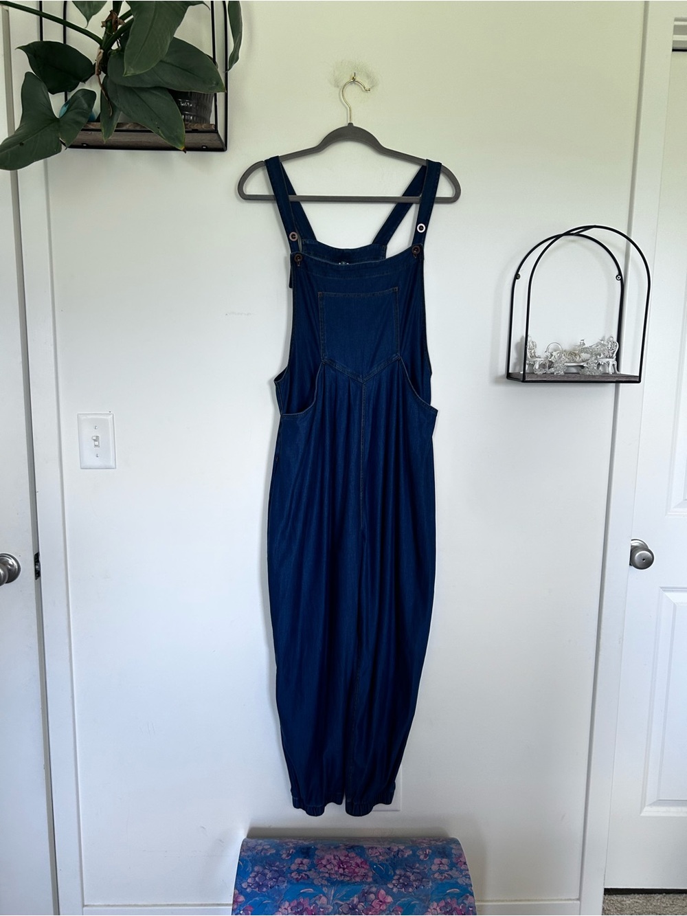 Halara Soft Denim Wide Leg Jogger Ankle Overalls Size Large